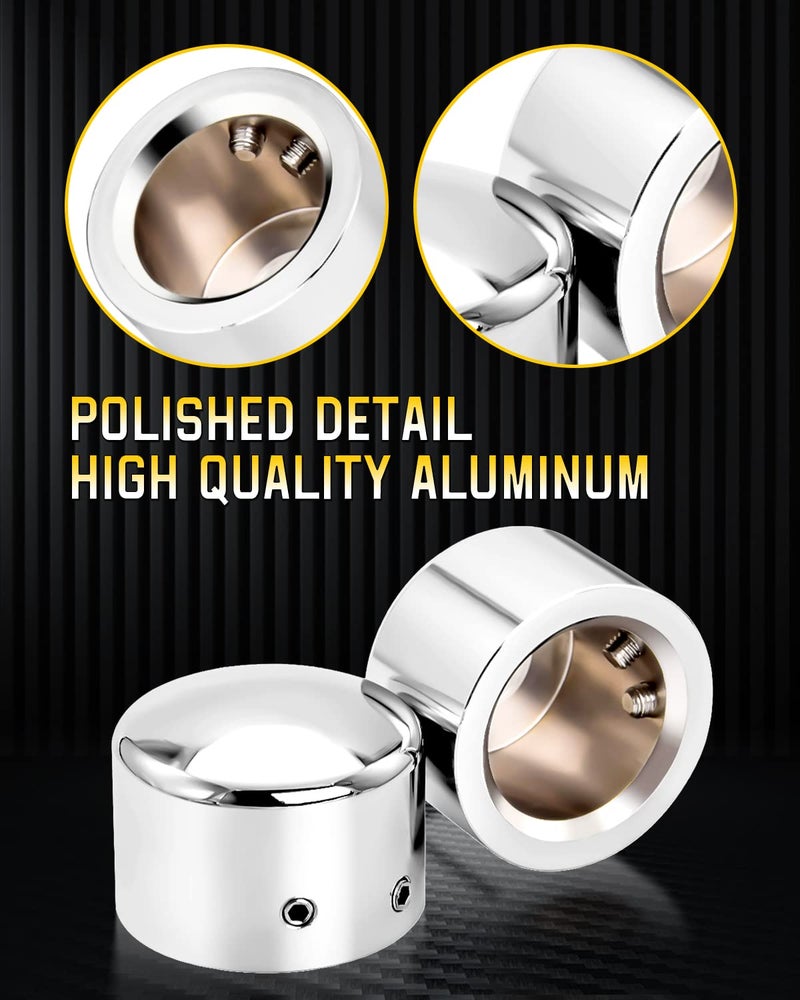ANONEMOTO Chrome Front Axle Nut Covers  Front Axle Caps Compatible with Harley Davidson 2002-2024 VRSC Softail Dyna Super Glide Sportster XL 883 1200 Road King Electra Glide Street Glide XG - Image 4